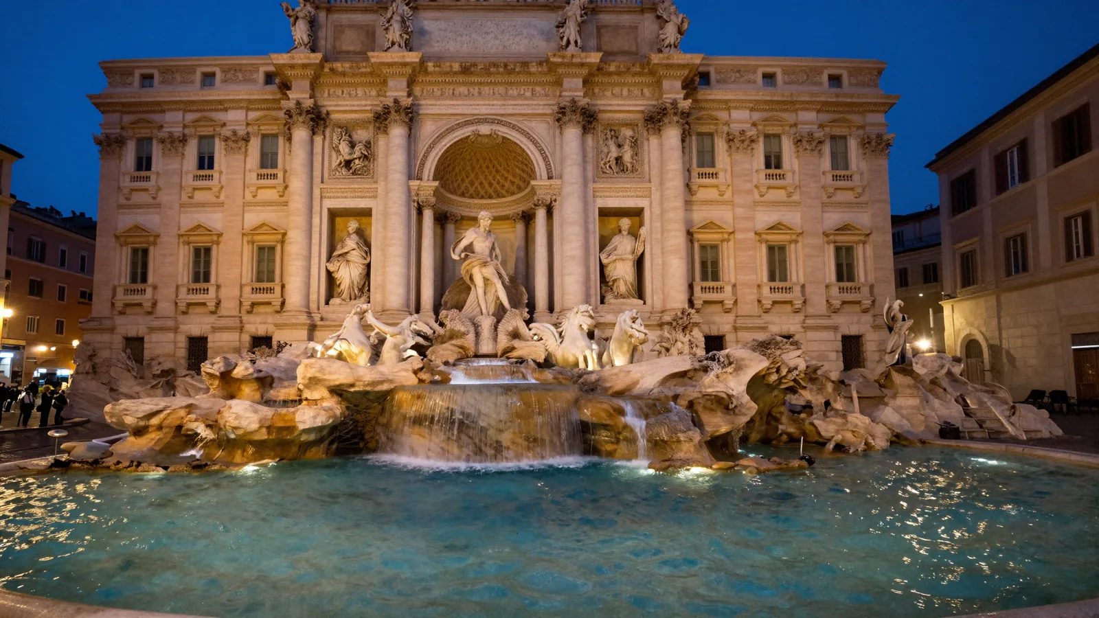 Fontana di Trevi en Roma iluminada al atardecer